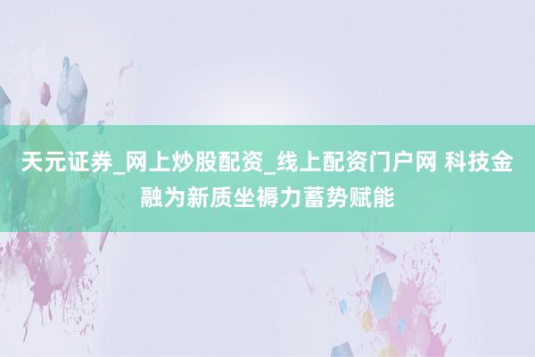 天元证券_网上炒股配资_线上配资门户网 科技金融为新质坐褥力蓄势赋能