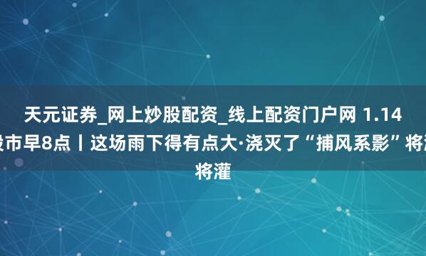 天元证券_网上炒股配资_线上配资门户网 1.14股市早8点丨这场雨下得有点大·浇灭了“捕风系影”将灌