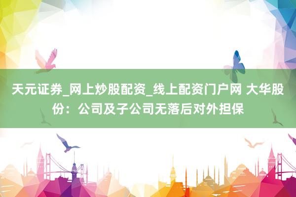 天元证券_网上炒股配资_线上配资门户网 大华股份：公司及子公司无落后对外担保