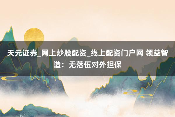 天元证券_网上炒股配资_线上配资门户网 领益智造：无落伍对外担保