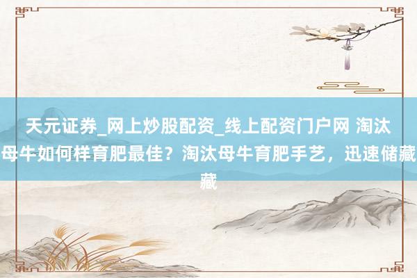 天元证券_网上炒股配资_线上配资门户网 淘汰母牛如何样育肥最佳？淘汰母牛育肥手艺，迅速储藏